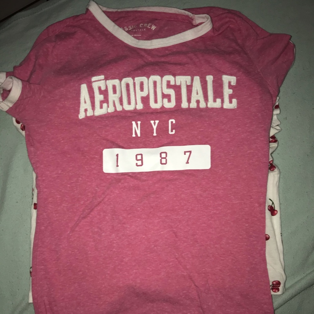 pink and white areopostal top